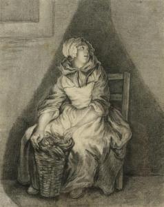 MOITTE François Auguste,Interior with a seated maidservant and a wicker ba,Galerie Koller 2013-09-16