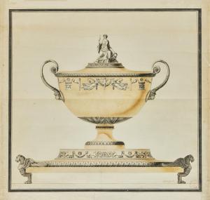 MOITTE Jean Guillaume,Presentation Drawing of a Pot a Oille on Stand, de,Sotheby's 2024-01-30