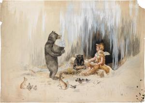 MOLADORE SPIEGLE FREDERICK,Cherubic fox with Bears,Swann Galleries US 2015-01-22