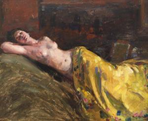 MOLDA Paul 1884-1955,Nude with Yellow Shawl,Artmark RO 2024-04-15
