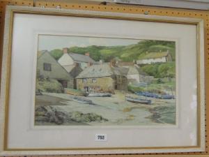 MOLE Frank 1892-1976,a Cornish fishing village and harbour with beached,1956,Wotton GB 2012-01-24