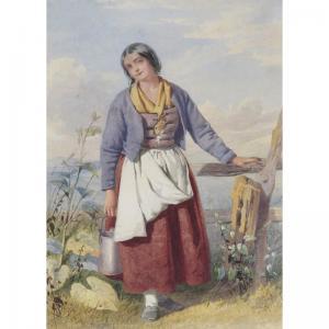 MOLE John Henry 1814-1886,A young lady collecting water in a landscape,Woolley & Wallis 2018-09-11