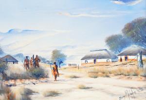 MOLEFE Boy,South African village scene,1892,The Cotswold Auction Company GB 2016-08-09