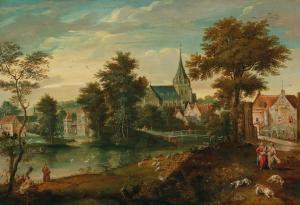 MOLENAER Cornelis,A river landscape with two patriarchs near a town,1572,Palais Dorotheum 2019-10-22