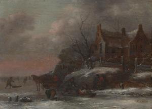 Molenaer Klaes Nicolaes,A winter landscape with figures sledding on a froz,Christie's 2024-01-31
