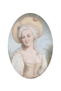 MOLENAT Auguste Cyprien 1826-1900,Jeune femme au chapeau de paille,Dogny Auction CH 2015-03-17