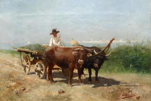 MOLENTERE Leo 1900-1900,Oxen and cart on a track with a distant view of Ve,Bonhams GB 2013-09-04