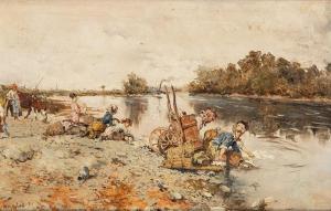 MOLES Francisco 1800-1900,Washerwomen in the river,Subastas Segre ES 2024-02-06