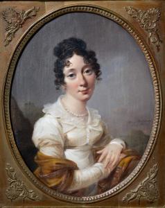 MOLINARI Alexander,Bildnis einer Dame in weißem Kleid und gelber Stol,1820,Nagel 2018-07-04