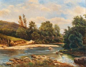 MOLL Carl 1861-1945,A Creek with a Bridge,1879,Palais Dorotheum AT 2023-12-12