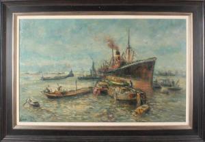 MOLL Evert 1878-1955,Gesicht Hafen von Rotterdam,Twents Veilinghuis NL 2016-10-14