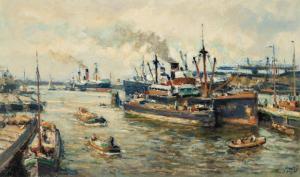 MOLL Evert 1878-1955,Harbour of Rotterdam,AAG - Art & Antiques Group NL 2023-06-19
