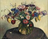 MOLL Evert 1878-1955,Veelkleurige bloemen in een glazen vaas,Hessink's Veilingen NL 2009-03-21