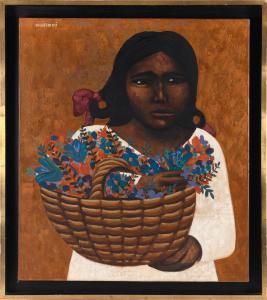 MOLLARI MARIO 1930-2010,Girl carrying a basket of flowers,Eldred's US 2022-08-25
