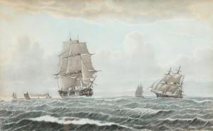 MOLLER Gustav,Seascape with sailing ships and a steam boat at se,1869,Bruun Rasmussen 2021-07-05
