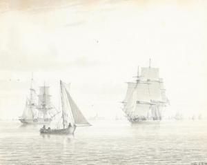 MOLLER Gustav 1826-1884,Seascape with two warships,1863,Bruun Rasmussen DK 2021-03-01
