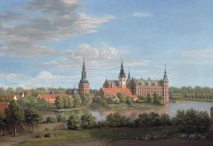 MOLLER I.F,View of Frederiksborg castle seen from Jægerbakken,1854,Bruun Rasmussen 2020-09-15