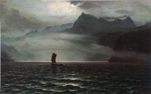MOLLER J.H 1822-1884,A quiet evening at lake Zürich,1884,Bruun Rasmussen DK 2018-11-26