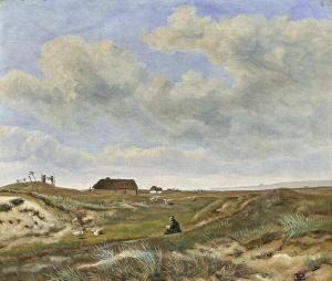 MOLLER JENS PETER 1783-1854,A painter in the dunes at Harboøre, Jutland,Bruun Rasmussen 2024-03-04