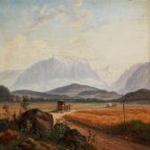 MOLLER JENS PETER,Southern German mountain landscape with horse carr,1845,Bruun Rasmussen 2012-02-20