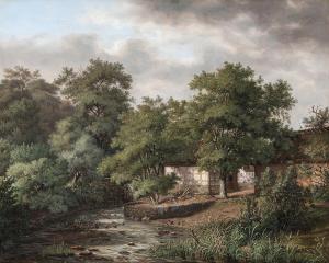 MOLLER JENS PETER,Vandmölle i Nærheden af Lykkesholm i Fyen,1843,Bruun Rasmussen 2024-04-01