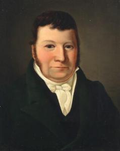 MOLLER Johan Frederik,A portrait of a gentleman in a green jacket,1832,Bruun Rasmussen 2018-04-09