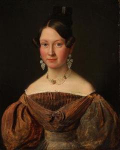 MOLLER Johan Frederik,Portrait of a young woman in a brown dress,1835,Bruun Rasmussen 2021-05-31