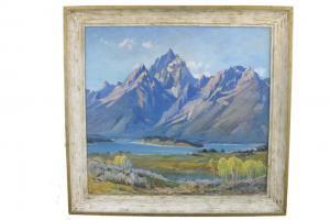 MOLLER Olaf 1903-1987,Mountain landscape with river and aspens,O'Gallerie US 2008-12-01