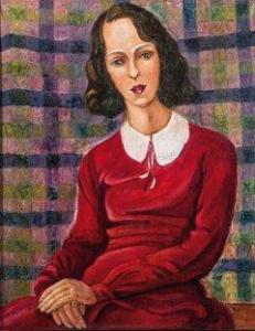 MOLLER Rudolf,Porträt einer sitzenden Frau im roten Kleid,Auktionshaus Dr. Fischer 2018-05-12