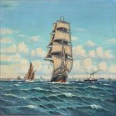 MOLLGARD Chr 1919-1944,Seascape with sailing wessels off the coast of Cop,Bruun Rasmussen 2013-06-10