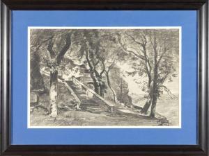 MOLLIET Clémence 1850-1938,Escalier arboré sur la colline,Adjug'art FR 2023-07-25
