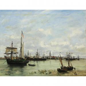 Mols Robert Charles Gustave Laurens 1848-1903,Port of Antwerp,Clars Auction Gallery US 2022-02-20