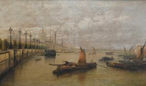 MOLTINO Francis,Shipping on the Thames, with St. Paul's Cathedral ,1873,Woolley & Wallis 2024-03-06