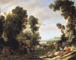 MOLYN Pieter 1595-1661,A wooded landscape with cavaliers on a road, a cot,Christie's GB 2002-04-11