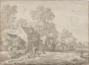 MOLYN Pieter 1595-1661,Travellers by a village inn,Sotheby's GB 2024-01-31