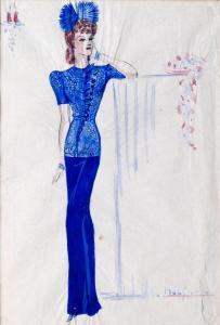 MOLYNEUX Edward Henry 1899-1974,Entwurf eines zweigeteilten Abendkleides,Leo Spik DE 2015-10-08