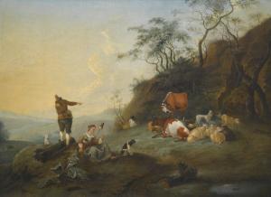 MOMMERS Hendrick 1623-1693,PASTORAL LANDSCAPE WITH HERDERS, COWS, SHEEP AND D,Sotheby's 2014-10-29