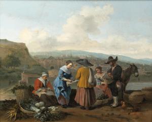 MOMMERS Hendrick 1623-1693,Vegetable sellers with their produce and a donkey,,Bonhams GB 2023-09-13