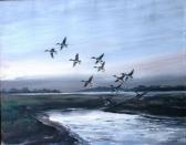 MONAHAN Hugh 1914-1970,Mallard rising from the estuary - dawn,1949,Moore Allen & Innocent 2009-10-23