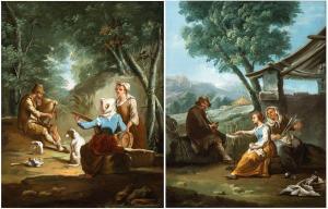 MONALDI Paolo,a) Paesaggio con concerto di contadini; b) Paesagg,Bertolami Fine Arts 2024-04-18
