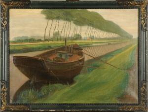 MONBALLIEU Maurice 1890-1956,Canal à Damme,Galerie Moderne BE 2011-03-01