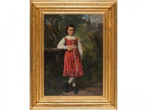MONCERET Jean Pierre 1813-1888,Portrait d une jeune fille en pied Marie ,Hôtel des ventes d'Avignon 2019-06-22