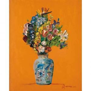 MONDRAGON Enrique 1943,Florero japonés con tulipanes y narcisos,2019,Morton Subastas MX 2023-09-28