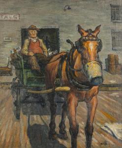 MONDRUS Martin 1925,Man driving a horse-drawn carriage,1943,John Moran Auctioneers US 2018-03-12