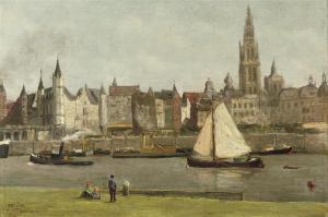 MONDT Jan Abraham 1859-1941,On the waterfrond, Antwerpen,Christie's GB 2008-09-09