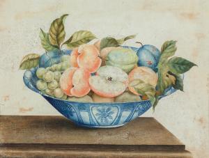 Monfort Octavianus,Natura morta con piatto di pesche, uva e susine,Wannenes Art Auctions 2014-05-28