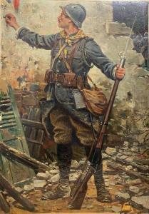 MONGE Jules 1855-1934,Soldat marquant un mur,Eric Caudron FR 2023-05-26