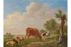 MONGERS Cornelis Marinus W 1806-1875,IJssellandschap met herder,Zeeuws NL 2015-06-03