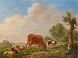 MONGERS Cornelis Marinus W 1806-1875,IJssellandschap met herder,Zeeuws NL 2015-12-09