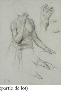 MONGINOT Charles 1825-1900,Buste de femme dénudée mangeant un fruit, reprise ,Christie's 2007-11-21